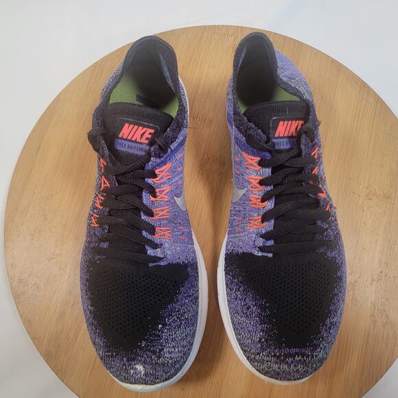 Nike Free RN Flyknit 2017 Running Sneakers Shoes Women 6.5 Purple Orange - Picture 5 of 14